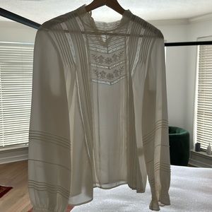 Vanessa Bruno Romantic Ivory Silk Lace Blouse, 38